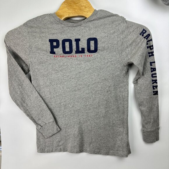 Ralph Lauren Polo  Shirt Unisex L  (14-16) Gray Long-Sleeve Graphic Print - Picture 10 of 14